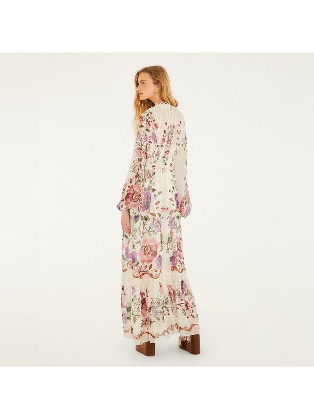 Farm Rio Cream Rococo Flowers Lace Maxi Dress - Picture 5 of 9